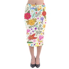 Colorful Flowers Pattern Abstract Patterns Floral Patterns Velvet Midi Pencil Skirt by Semog4