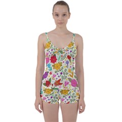 Colorful Flowers Pattern Abstract Patterns Floral Patterns Tie Front Two Piece Tankini by Semog4