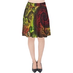 Green And Red Lights Wallpaper Fractal Digital Art Artwork Velvet High Waist Skirt by Semog4