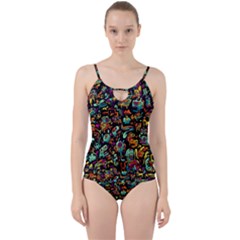 Cartoon Monster Pattern Abstract Background Cut Out Top Tankini Set by Semog4