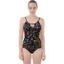 Cartoon Monster Pattern Abstract Background Cut Out Top Tankini Set View1