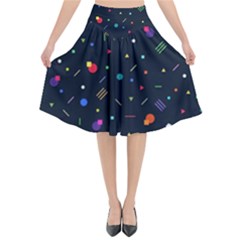 Abstract Minimalism Digital Art Abstract Flared Midi Skirt by Semog4