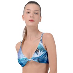 Orca Wave Water Underwater Sky Knot Up Bikini Top by Semog4