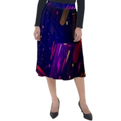 Colorful Abstract Background Creative Digital Art Colorful Geometric Artwork Classic Velour Midi Skirt  by Semog4