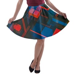 Minimalist Abstract Shaping Abstract Digital Art Minimalism A-line Skater Skirt by Semog4