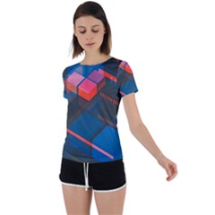 Minimalist Abstract Shaping Abstract Digital Art Minimalism Back Circle Cutout Sports Tee by Semog4