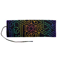 Circuit Hexagonal Geometric Pattern Background Pattern Roll Up Canvas Pencil Holder (m) by Jancukart