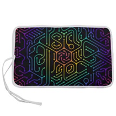 Circuit Hexagonal Geometric Pattern Background Pattern Pen Storage Case (l) by Jancukart