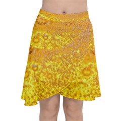 Texture Pattern Macro Glass Of Beer Foam White Yellow Bubble Chiffon Wrap Front Skirt by Semog4