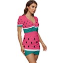 Watermelon Fruit Pattern Low Cut Cap Sleeve Mini Dress View3