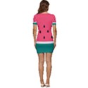 Watermelon Fruit Pattern Low Cut Cap Sleeve Mini Dress View4