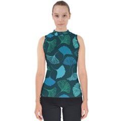 Pattern Plant Abstract Mock Neck Shell Top by Semog4