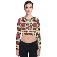 Watermelon Pattern Slices Fruit Long Sleeve Zip Up Bomber Jacket by Semog4