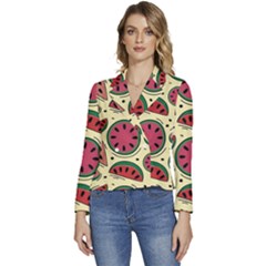 Watermelon Pattern Slices Fruit Women s Long Sleeve Revers Collar Cropped Jacket by Semog4
