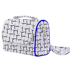 Precision Pursuit: Hunting Motif Black And White Pattern Satchel Shoulder Bag by dflcprintsclothing