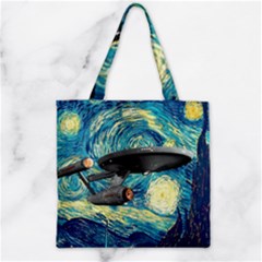 Star Trek Starship The Starry Night Van Gogh Zipper Grocery Tote Bag by Semog4
