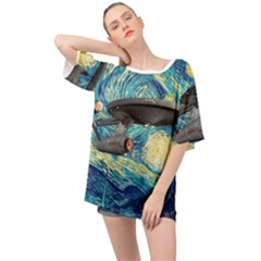 Star Trek Starship The Starry Night Van Gogh Oversized Chiffon Top by Semog4