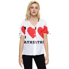 I Love Mathew Bow Sleeve Button Up Top by ilovewhateva