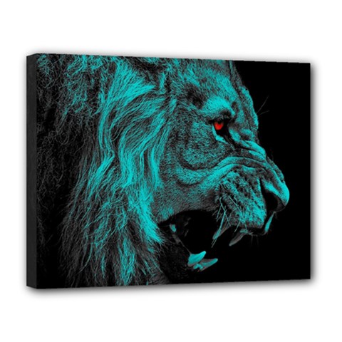 Angry Male Lion Predator Carnivore Canvas 14  X 11  (stretched) by Semog4