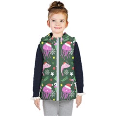 Colorful Funny Christmas Pattern Kids  Hooded Puffer Vest by Semog4