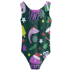 Colorful Funny Christmas Pattern Kids  Cut-out Back One Piece Swimsuit by Semog4