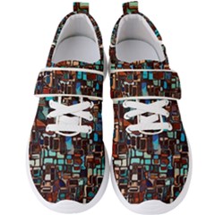 Stained Glass Mosaic Abstract Men s Velcro Strap Shoes by Semog4