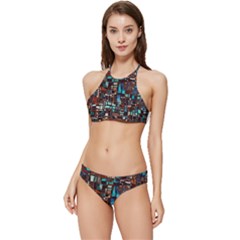Stained Glass Mosaic Abstract Banded Triangle Bikini Set by Semog4
