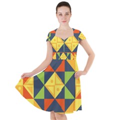 Background Geometric Color Cap Sleeve Midi Dress by Semog4