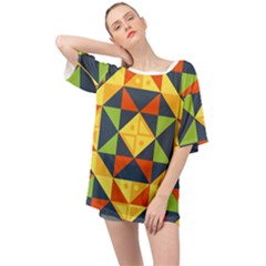 Background Geometric Color Oversized Chiffon Top by Semog4