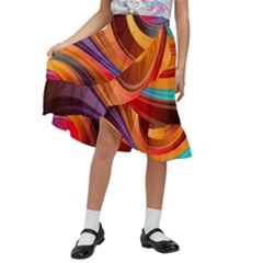 Abstract Colorful Background Wavy Kids  Ruffle Flared Wrap Midi Skirt by Semog4