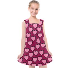Pattern Pink Abstract Heart Love Kids  Cross Back Dress by Ravend