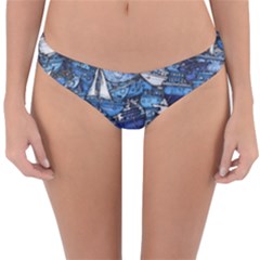 Boat Ship Background Pattern Reversible Hipster Bikini Bottoms by Ravend