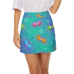 Non Seamless Pattern Blues Bright Mini Front Wrap Skirt by Ravend