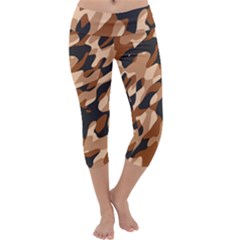 Abstract Camouflage Pattern Capri Yoga Leggings by Jack14