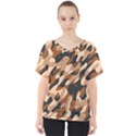 Abstract Camouflage Pattern V-Neck Dolman Drape Top View1