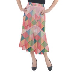Background Geometric Triangle Midi Mermaid Skirt by Semog4