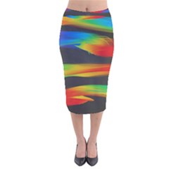 Colorful Background Velvet Midi Pencil Skirt by Semog4