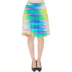 Wave Rainbow Bright Texture Velvet High Waist Skirt by Semog4