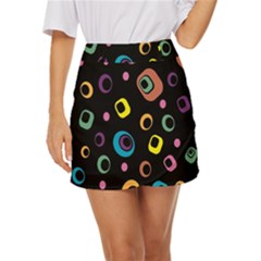 Abstract-background-retro-60s-70s Mini Front Wrap Skirt by Semog4