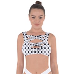 Square-diagonal-pattern-monochrome Bandaged Up Bikini Top by Semog4
