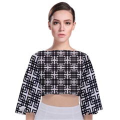 Pattern-vector-halftone-wallpaper Tie Back Butterfly Sleeve Chiffon Top by Semog4