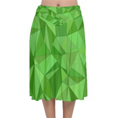 Mosaic-tile-geometrical-abstract Velvet Flared Midi Skirt by Semog4
