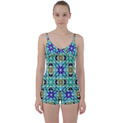 Mosaic-triangle-symmetry- Tie Front Two Piece Tankini by Semog4