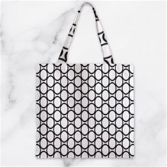 Black-pattern-halftone-wallpaper Zipper Grocery Tote Bag by Semog4