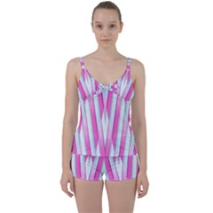 Geometric-3d-design-pattern-pink Tie Front Two Piece Tankini by Semog4