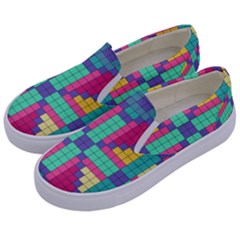 Checkerboard-squares-abstract--- Kids  Canvas Slip Ons by Semog4