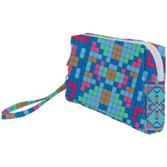 Checkerboard-squares-abstract Wristlet Pouch Bag (small) by Semog4