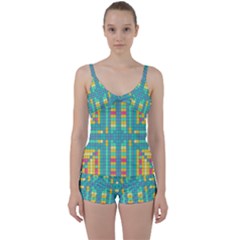 Checkerboard-squares-abstract- Tie Front Two Piece Tankini by Semog4
