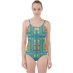 Checkerboard-squares-abstract- Cut Out Top Tankini Set by Semog4
