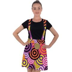 Abstract-circles-background-retro Velvet Suspender Skater Skirt by Semog4